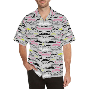 Mustache Beard Pattern Print Design 02 Men's All Over Print Hawaiian Shirt (Model T58)