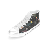 space pattern Women's High Top Canvas Shoes White