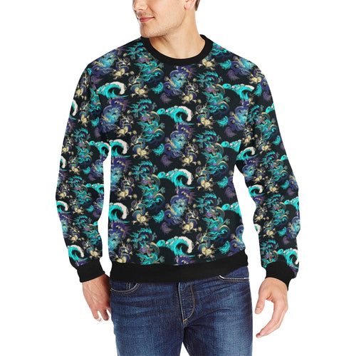 Dragon sea wave pattern Men's Crew Neck Sweatshirt