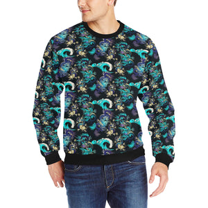 Dragon sea wave pattern Men's Crew Neck Sweatshirt