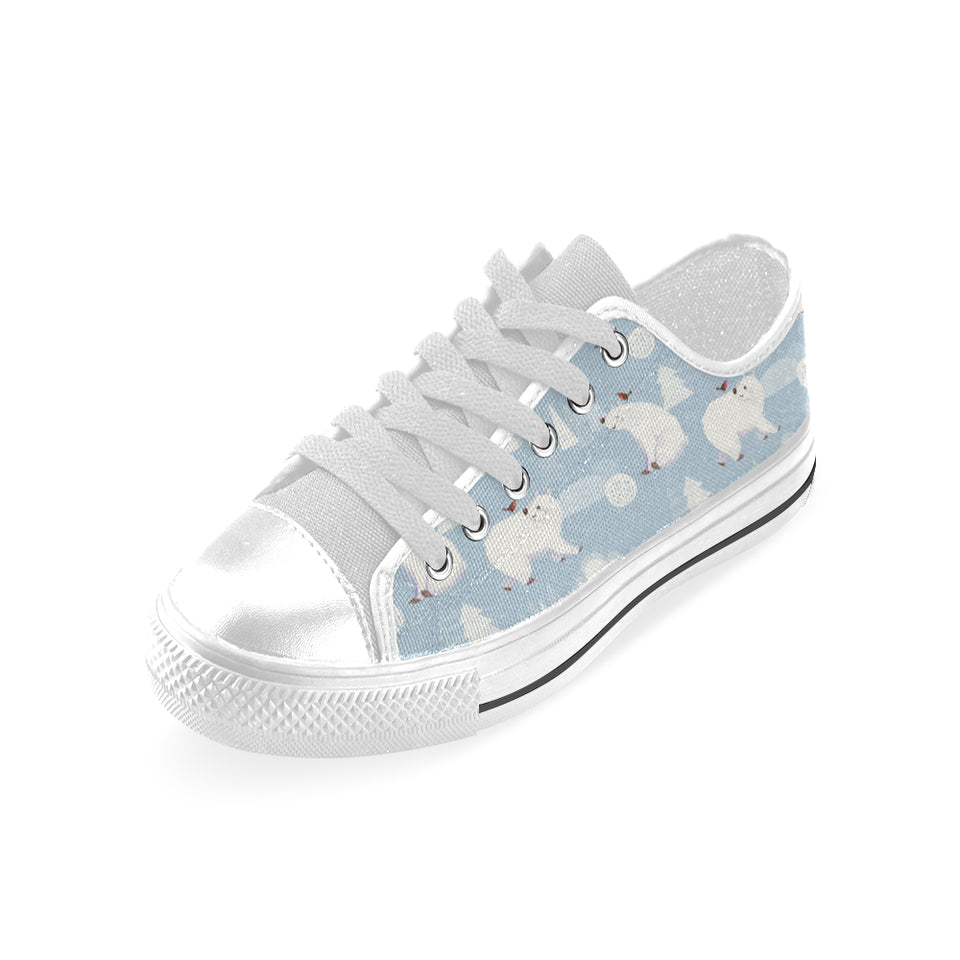 Cute polar bears Christmas decoration pattern Men's Low Top Shoes White