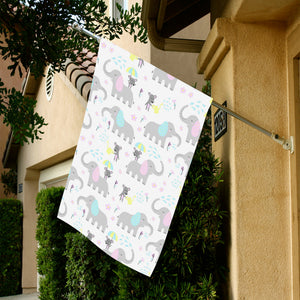 Cute elephant mouse pattern House Flag Garden Flag