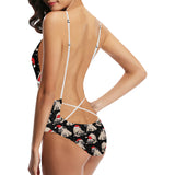 Christmas Pugs Santa_s red cap pattern Women's One-Piece Swimsuit