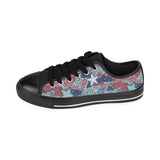 Hand drawn colorful starfish Men's Low Top Canvas Shoes Black