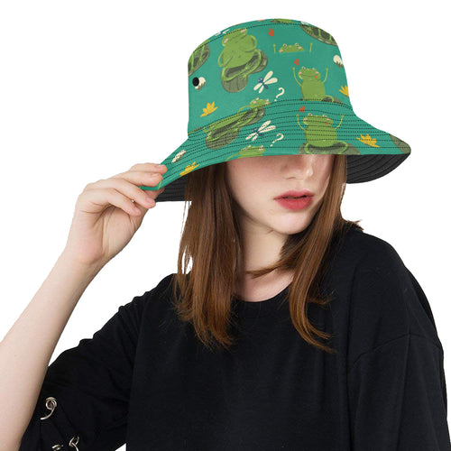 Cute frog dragonfly design pattern Unisex Bucket Hat