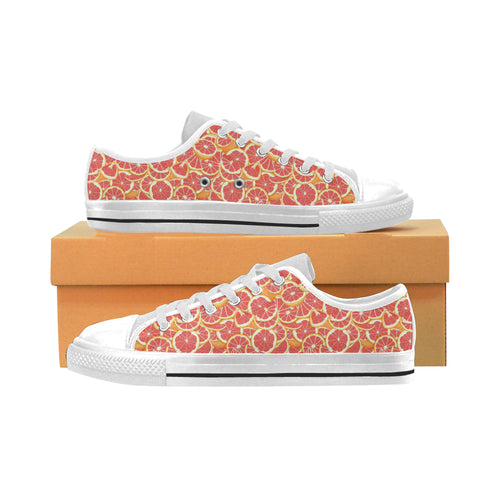 Tropical grapefruit pattern Men's Low Top Shoes White