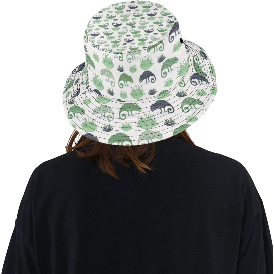 Chameleon lizard succulent plant pattern Unisex Bucket Hat