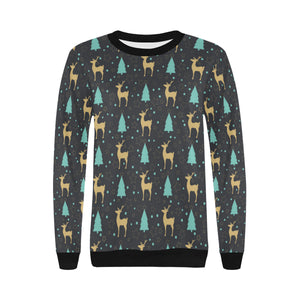 Deers star tree pattern Women's Crew Neck Sweatshirt