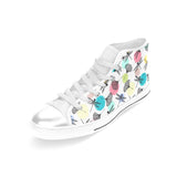 Dragonflies ginkgo leaves pattern Women's High Top Canvas Shoes White
