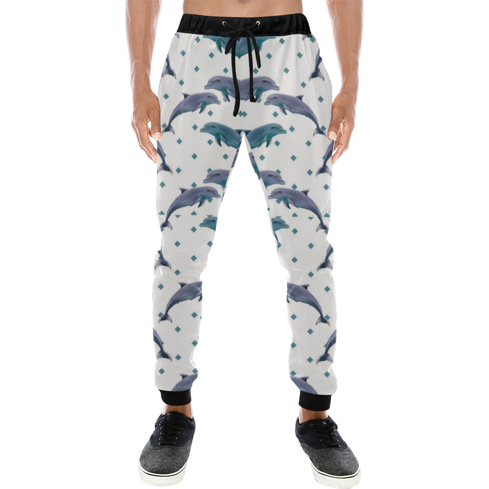 Dolphins pattern dotted background Unisex Casual Sweatpants