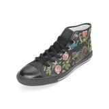 Dragons flower pattern Women's High Top Canvas Shoes Black