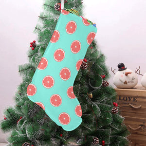 Grapefruit green background Christmas Stocking