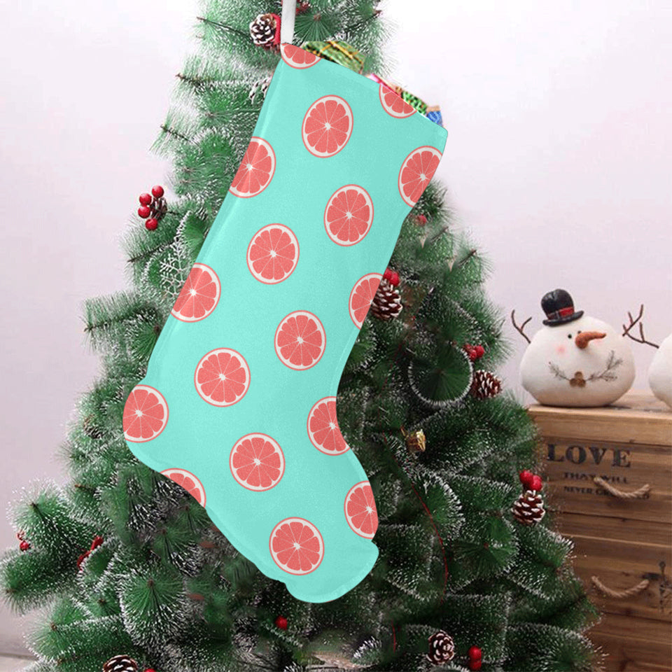 Grapefruit green background Christmas Stocking
