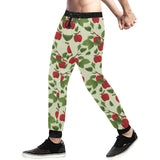 Red apples leaves pattern Unisex Casual Sweatpants