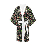 Raccoon watermelon pattern Women's Short Kimono Robe