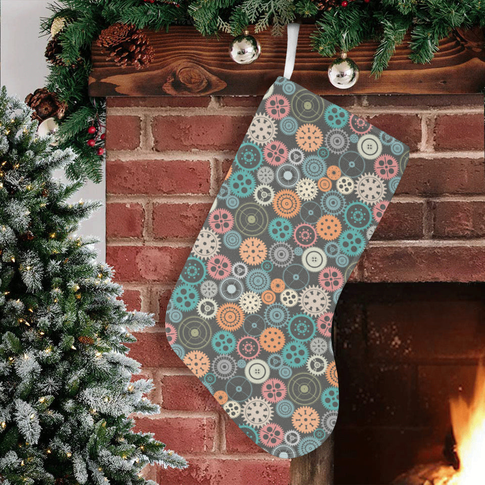 Gear Pattern Print Design 05 Christmas Stocking