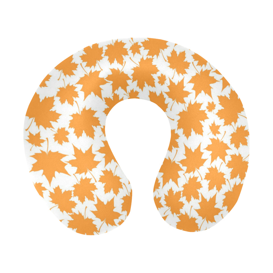Orange Maple Leaf pattern U-Shaped Travel Neck Pillow