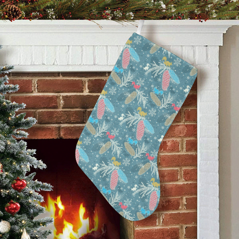 Squirrel Pattern Print Design 01 Christmas Stocking