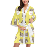 Cute Hamster pattern Women's Short Kimono Robe
