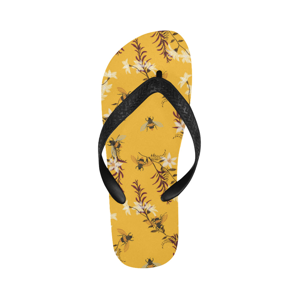 Bee flower pattern Unisex Flip Flops