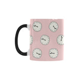 Clock pattern pink blackground Morphing Mug Heat Changing Mug