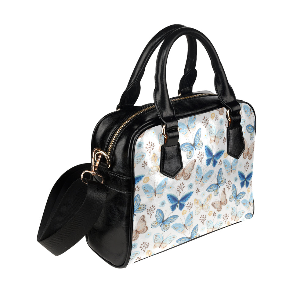 blue butterfly pattern Shoulder Handbag