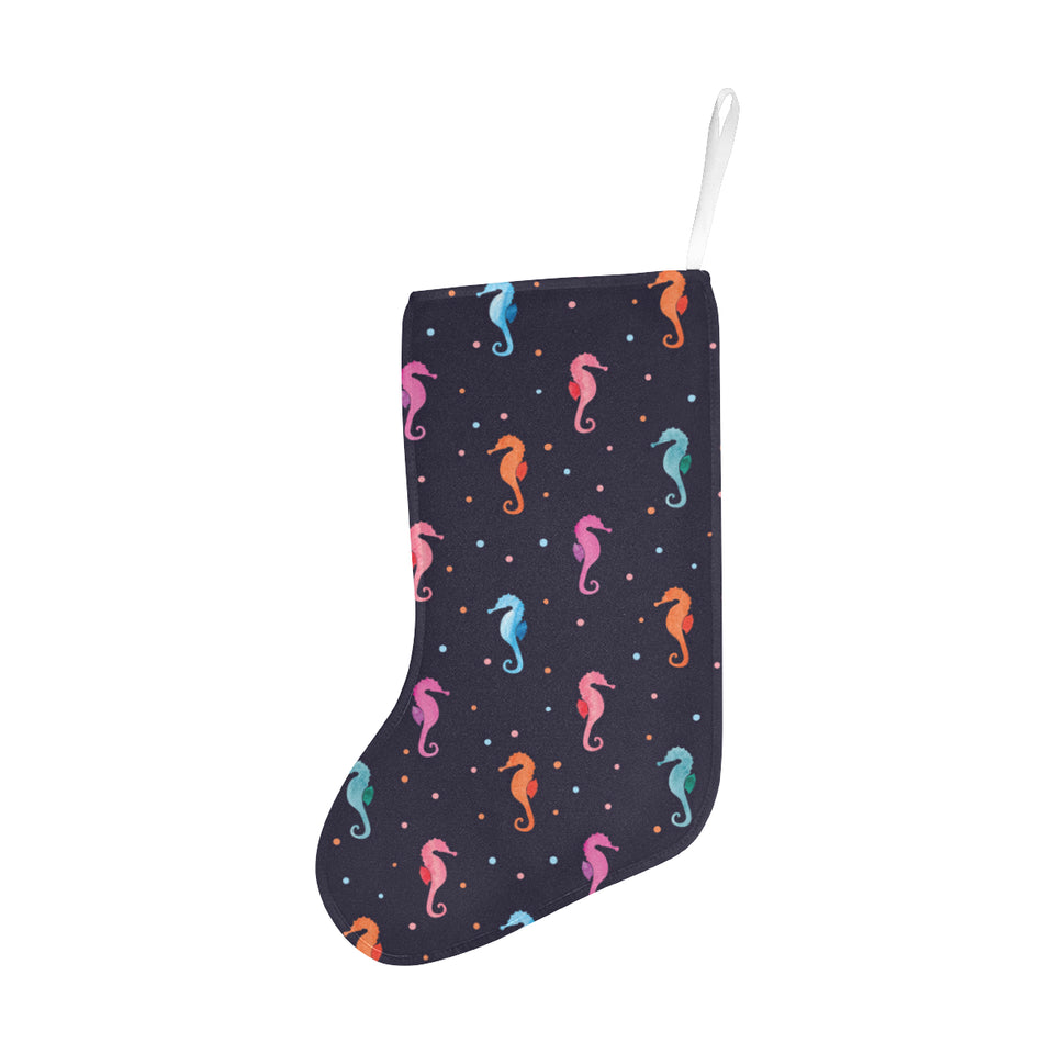 Watercolor colorful seahorse pattern Christmas Stocking