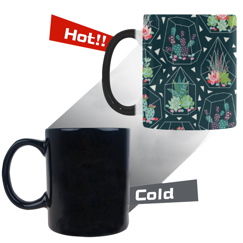 Cactus glass terrarium pattern Morphing Mug Heat Changing Mug