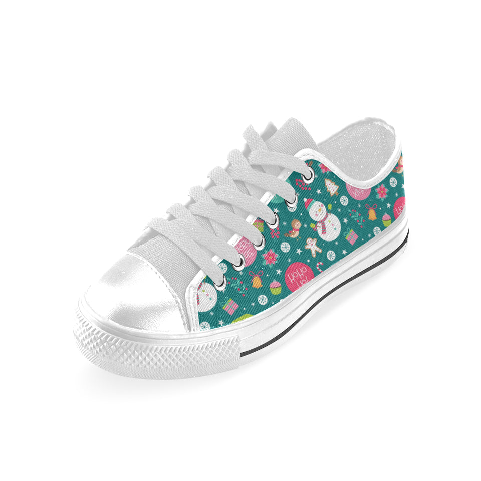 Snowman bird decorative elements christmas pattern Men's Low Top Shoes White