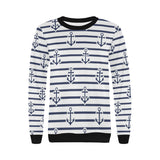Anchor rope nautical  pattern Women's Crew Neck Sweatshirt