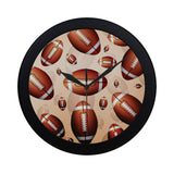 American football ball design pattern Elegant Black Wall Clock