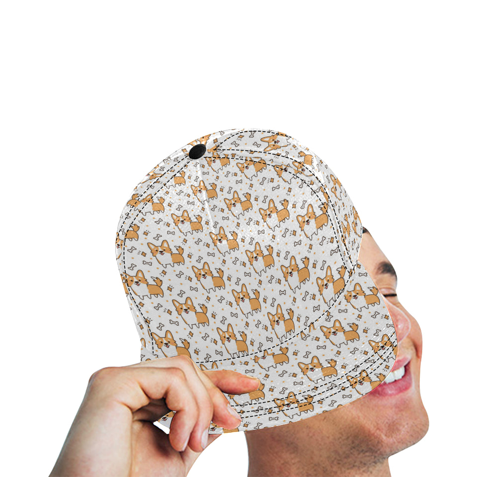 Cute corgi heart star bone pattern All Over Print Snapback Cap