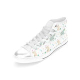 Cute Rhino pattern Women's High Top Canvas Shoes White