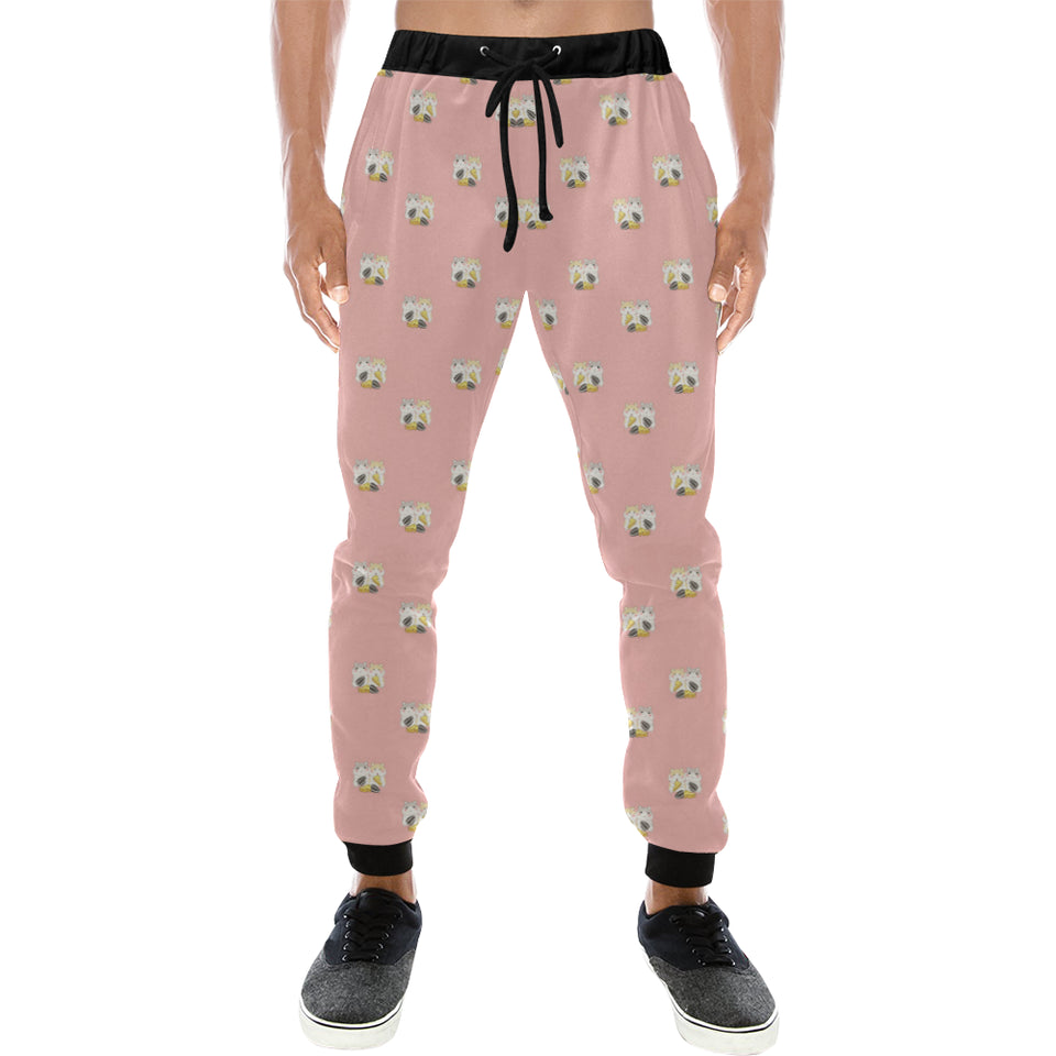 Cute hamster cheese pattern pink background Unisex Casual Sweatpants