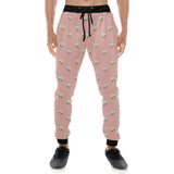 Cute hamster cheese pattern pink background Unisex Casual Sweatpants