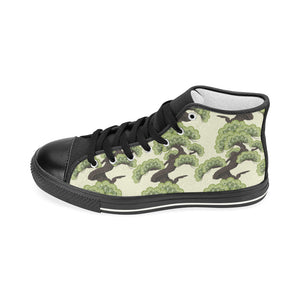 Bonsai pattern Women's High Top Canvas Shoes Black
