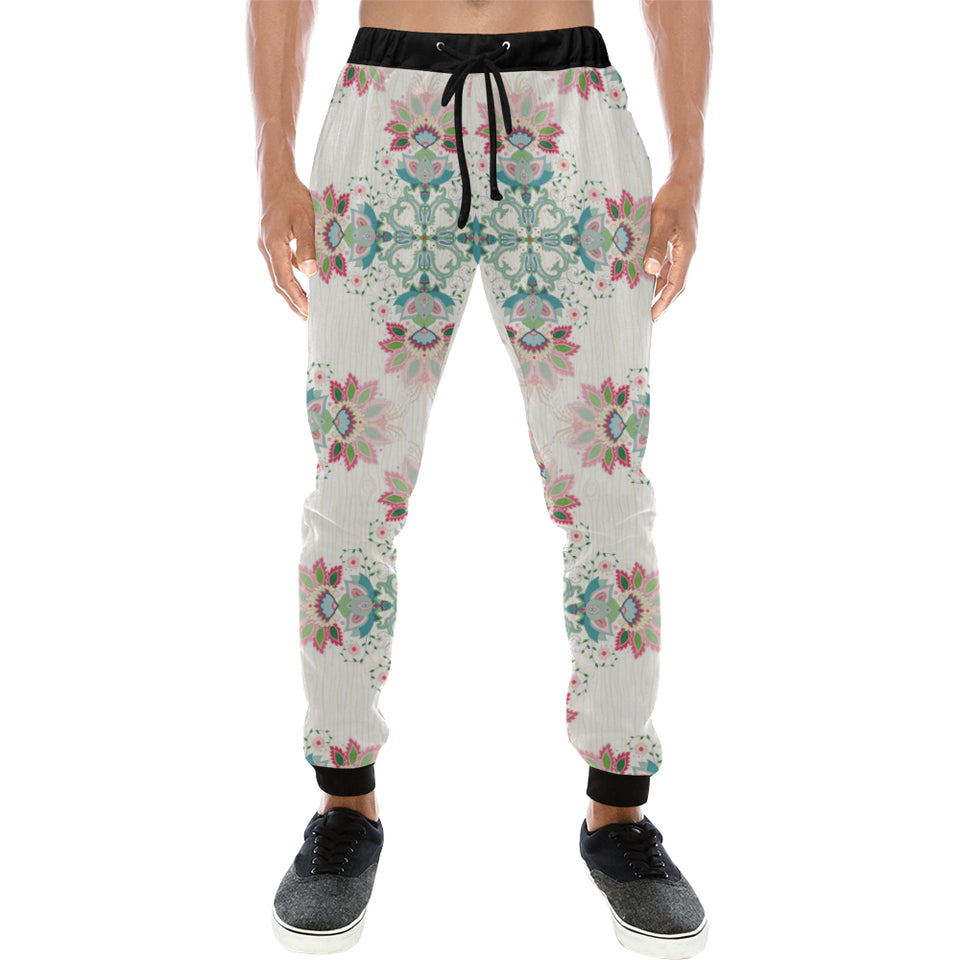 Square floral indian flower pattern Unisex Casual Sweatpants