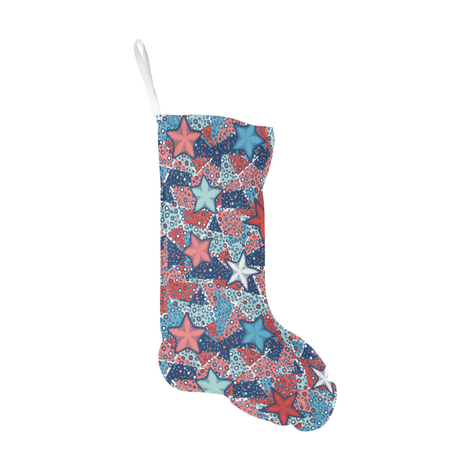 Hand drawn colorful starfish Christmas Stocking