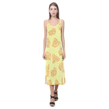 Cheese design pattern V-Neck Open Fork Long Dress