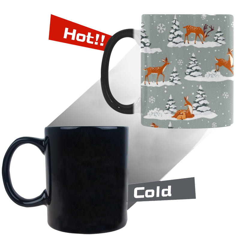 Beautiful deers Winter Christmas Morphing Mug Heat Changing Mug