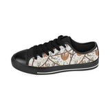 Sloths hanging on the tree pattern Men's Low Top Canvas Shoes Black