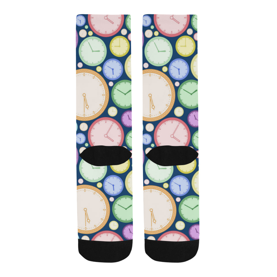Colorful clock background Crew Socks