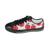 red apples white background Kids' Boys' Girls' Low Top Canvas Shoes Black