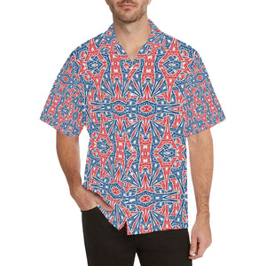 Blue Red Eiffel Tower Pattern Print Design 02 Men's All Over Print Hawaiian Shirt (Model T58)