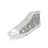 Cute hamster sunflower pattern background Men's High Top Canvas Shoes White