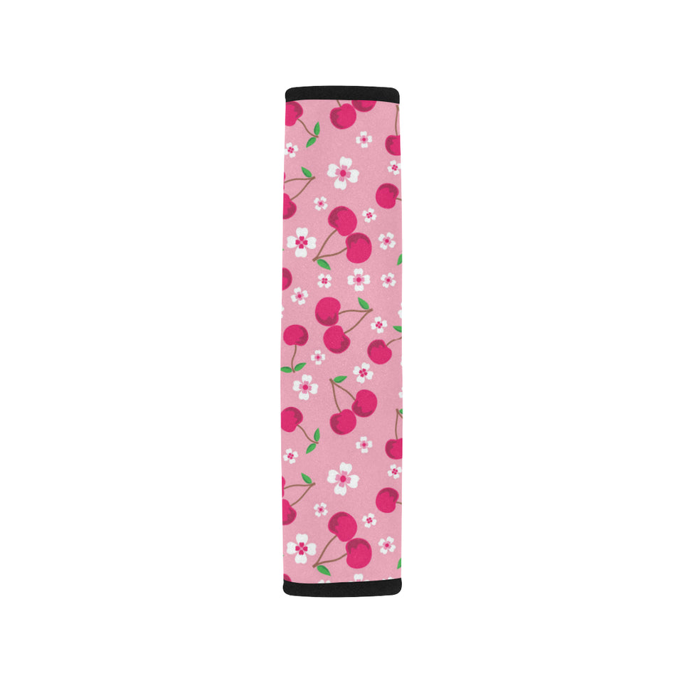 cherry flower pattern pink background Car Seat Belt Cover