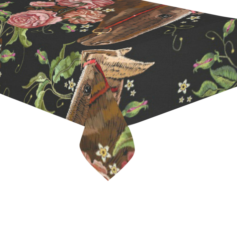 Horse head wild roses pattern Tablecloth