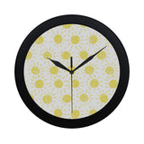 hand drawn sun pattern Elegant Black Wall Clock