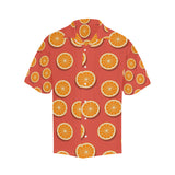 Oranges pattern red background Men's All Over Print Hawaiian Shirt
