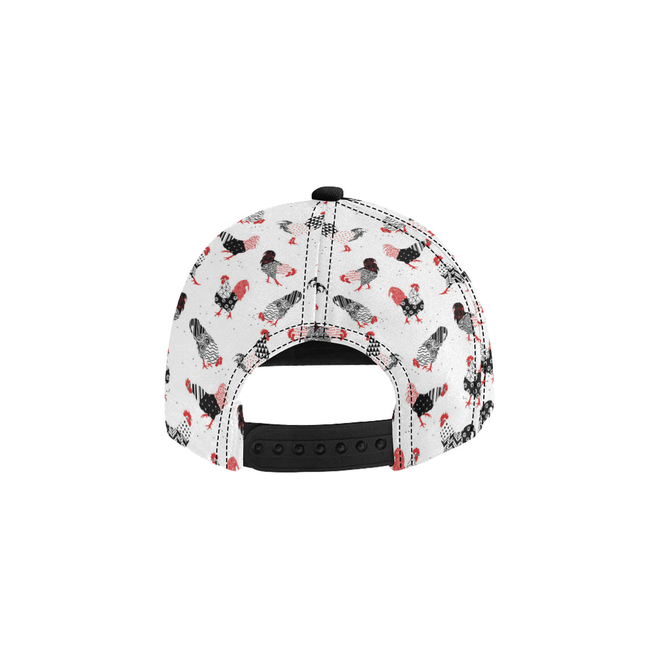 Cool rooster chicken cock floral ornament backgrou All Over Print Snapback Cap